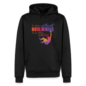 Bloc - Sweat à capuche Premium bio Homme - noir - Devant - Nico (187cm)