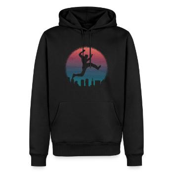 Parkour Retro Design Freerunner Freerunning - Männer Premium Bio Hoodie - Schwarz - Vorne - Nico (187cm)