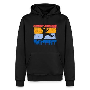 Freerunning Vintage Design Freerunner Parkour - Männer Premium Bio Hoodie - Schwarz - Vorne - Nico (187cm)