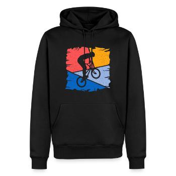 BMX Fahrer Stunts Fahrrad Tricks BMX - Männer Premium Bio Hoodie - Schwarz - Vorne - Nico (187cm)
