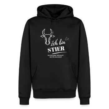 Ich bin Stier Sternzeichen Astrologie - Männer Premium Bio Hoodie - Schwarz - Vorne - Nico (187cm)