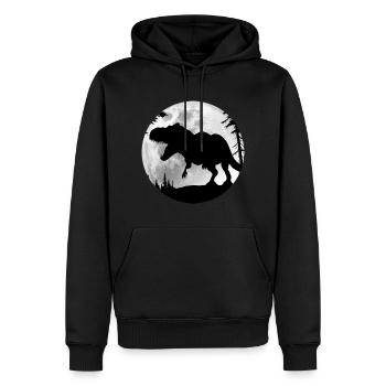 T-REX - Männer Premium Bio Hoodie - Schwarz - Vorne - Nico (187cm)