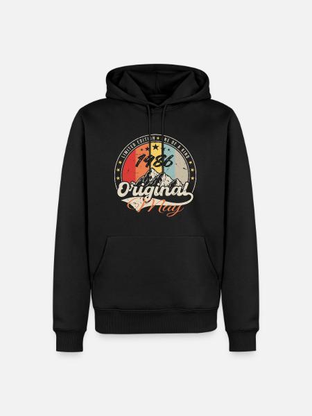 Mai 1986 | Anniversaire 1986 Vintage | May 1986 - Sweat à capuche Premium bio Homme - noir