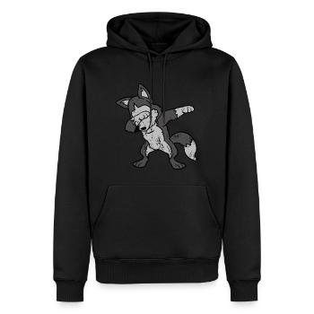Retro Vintage Grunge Style Dabbing Dab Wolf Husky - Männer Premium Bio Hoodie - Schwarz - Vorne - Nico (187cm)