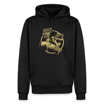 SKATE OR DIE BOARDER SK8 LONGBOARDER SKATING MOTIV - Männer Premium Bio Hoodie - Schwarz - Vorne - Nico (187cm)