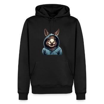 Niedlicher Esel mit Kapuzenpulli - Männer Premium Bio Hoodie - Schwarz - Vorne - Nico (187cm)