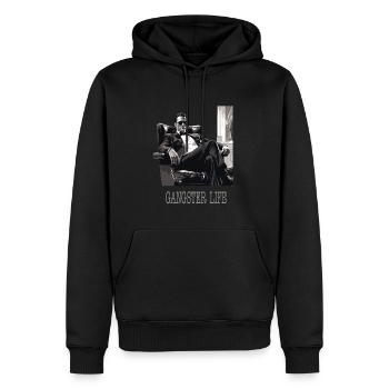 Chef de la mafia avec des lunettes de soleil « Gangster Life » - Sweat à capuche Premium bio Homme - noir - Devant - Nico (187cm)