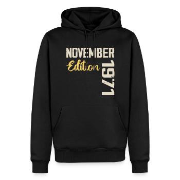 Born in November 1971 - Edition 1971 - Men’s Premium Organic Hoodie - black - Front - Nico (187cm)