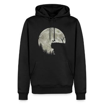 Chat dans la lune - Sweat à capuche Premium bio Homme - noir - Devant - Nico (187cm)