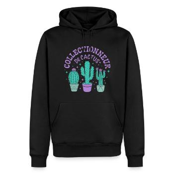 Collectionneur de Cactus - Sweat à capuche Premium bio Homme - noir - Devant - Nico (187cm)