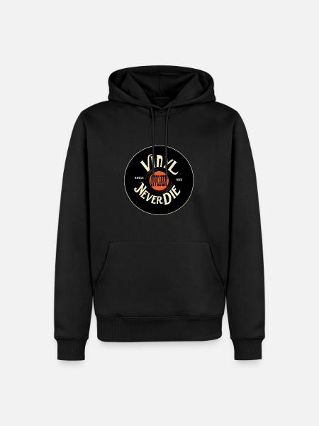 Vinyl Never Die - Männer Premium Bio Hoodie - Schwarz