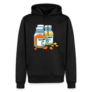 vitamines - Sweat à capuche Premium bio Homme - noir - Devant - Nico (187cm)