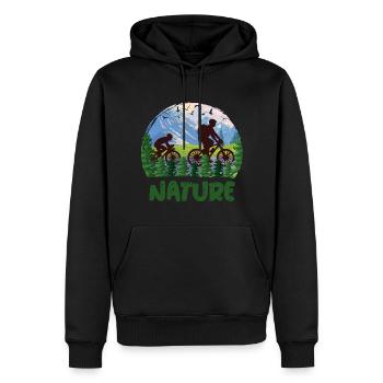 Nature Cycliste Montagnes Sauvage - Sweat à capuche Premium bio Homme - noir - Devant - Nico (187cm)