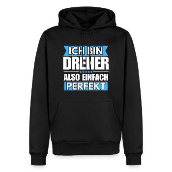 Einfach ein Perfekter Dreher - Männer Premium Bio Hoodie - Schwarz - Vorne - Nico (187cm)