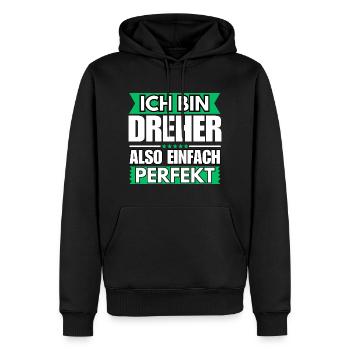 Einfach ein Perfekter Dreher - Männer Premium Bio Hoodie - Schwarz - Vorne - Nico (187cm)