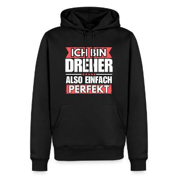 Einfach ein Perfekter Dreher - Männer Premium Bio Hoodie - Schwarz - Vorne - Nico (187cm)