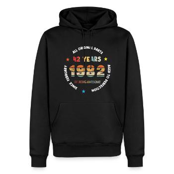 42 Years Old Made In 1982 Vintage February 1982 - Sweat à capuche Premium bio Homme - noir - Devant - Nico (187cm)