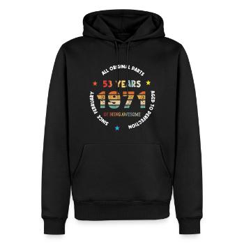 53 Years Old Made In 1971 Vintage February 1971 - Sweat à capuche Premium bio Homme - noir - Devant - Nico (187cm)