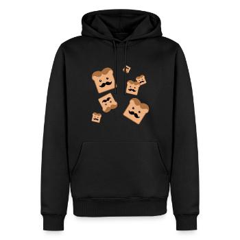 Toast mit Schnurrbart - Männer Premium Bio Hoodie - Schwarz - Vorne - Nico (187cm)