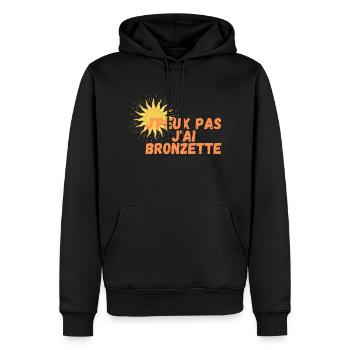 jpeux pas j ai bronzette - Sweat à capuche Premium bio Homme - noir - Devant - Nico (187cm)
