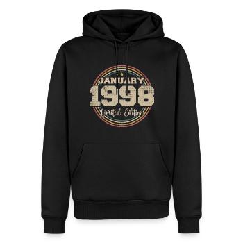 Les légendes sont nées en janvier 1998 - Sweat à capuche Premium bio Homme - noir - Devant - Nico (187cm)