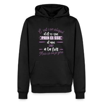 Princesse Chef cadeau métier - Sweat à capuche Premium bio Homme - noir - Devant - Nico (187cm)