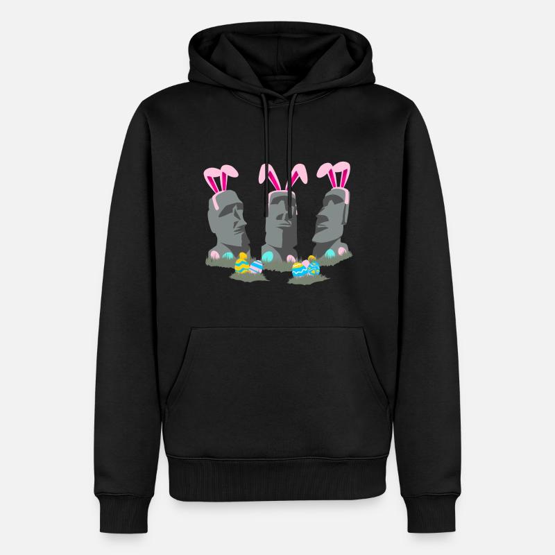 Pâques Moai - Sweat à capuche Premium bio Homme - noir