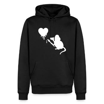 Künstler Maus mit Pinsel Herz - Männer Premium Bio Hoodie - Schwarz - Vorne - Nico (187cm)