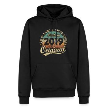 Vintage Rétro Cadeau D’anniversaire 2019 Vintage - Sweat à capuche Premium bio Homme - noir - Devant - Nico (187cm)