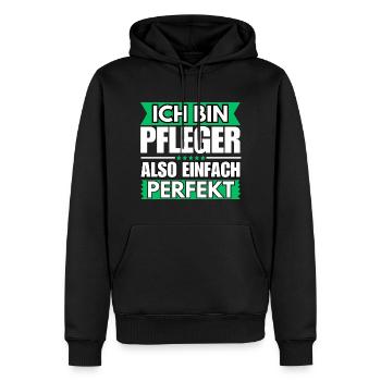 Einfach ein Perfekter Pfleger - Männer Premium Bio Hoodie - Schwarz - Vorne - Nico (187cm)