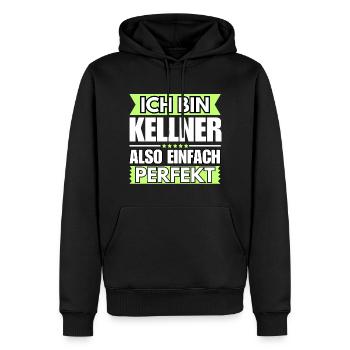 Einfach ein Perfekter Kellner - Männer Premium Bio Hoodie - Schwarz - Vorne - Nico (187cm)