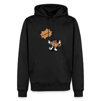 CAFÉ DU MATIN - Sweat à capuche Premium bio Homme - noir - Devant - Nico (187cm)