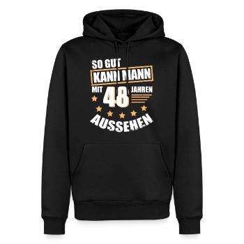 48 48. Geburtstag Geschenk für den Mann - Männer Premium Bio Hoodie - Schwarz - Vorne - Nico (187cm)