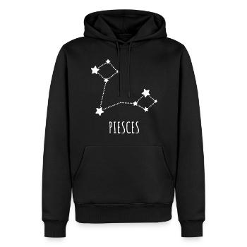 signe astrologique poisson - Sweat à capuche Premium bio Homme - noir - Devant - Nico (187cm)