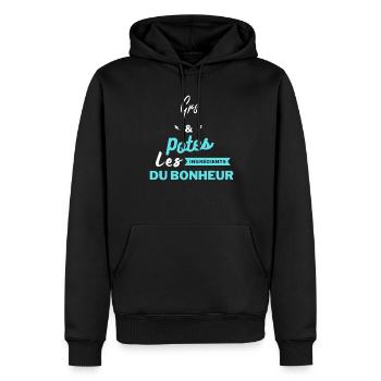 potes les ingrédients du bonheur Grs - Sweat à capuche Premium bio Homme - noir - Devant - Nico (187cm)