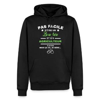 pas facile d'être agriculteur et Beau-frère - Sweat à capuche Premium bio Homme - noir - Devant - Nico (187cm)
