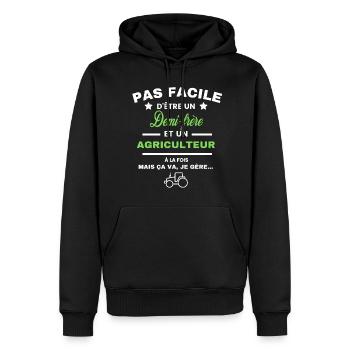 pas facile d'être agriculteur et Demi-frère - Sweat à capuche Premium bio Homme - noir - Devant - Nico (187cm)