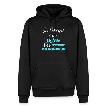 potes les ingrédients du bonheur Jeu Provençal - Sweat à capuche Premium bio Homme - noir - Devant - Nico (187cm)