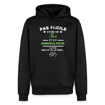 pas facile d'être agriculteur et Frère - Sweat à capuche Premium bio Homme - noir - Devant - Nico (187cm)