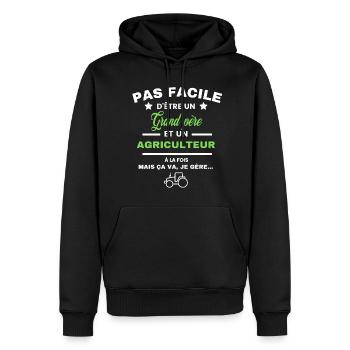 pas facile d'être agriculteur et Grand-père - Sweat à capuche Premium bio Homme - noir - Devant - Nico (187cm)