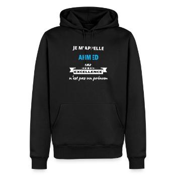 Je m'appelle excellence Ahmed - Sweat à capuche Premium bio Homme - noir - Devant - Nico (187cm)