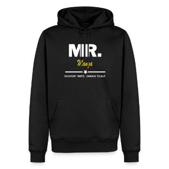 MR. souvent imité, jamais égalé Manga - Sweat à capuche Premium bio Homme - noir - Devant - Nico (187cm)