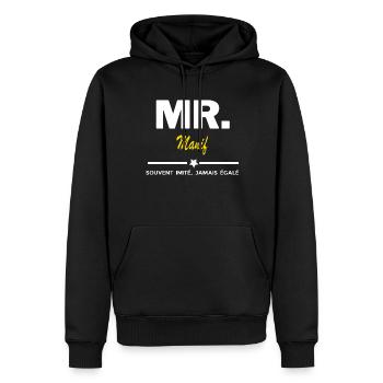 MR. souvent imité, jamais égalé Manif - Sweat à capuche Premium bio Homme - noir - Devant - Nico (187cm)