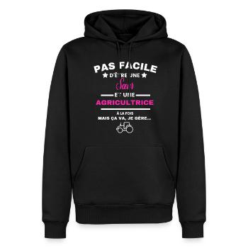 pas facile d'être agricultrice et Sœur - Sweat à capuche Premium bio Homme - noir - Devant - Nico (187cm)