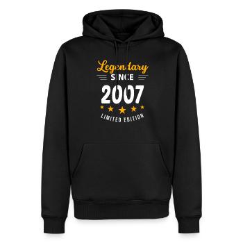 Legendär seit 2007 - Männer Premium Bio Hoodie - Schwarz - Vorne - Nico (187cm)