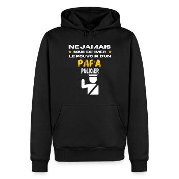 ne jamais sous estimer Policier papa - Sweat à capuche Premium bio Homme - noir - Devant - Nico (187cm)