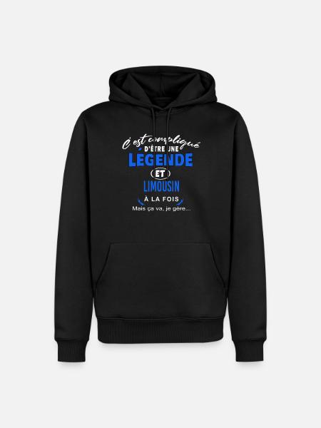 humour Légende et LIMOUSIN cadeau - Sweat à capuche Premium bio Homme - noir
