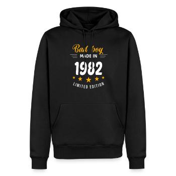 Bad Boy aus dem Jahr 1982 - Männer Premium Bio Hoodie - Schwarz - Vorne - Nico (187cm)