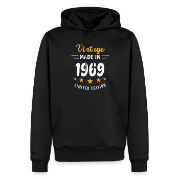 Jahrgang 1969 - Männer Premium Bio Hoodie - Schwarz - Vorne - Nico (187cm)