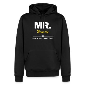 MR. souvent imité, jamais égalé Menuiserie - Sweat à capuche Premium bio Homme - noir - Devant - Nico (187cm)
